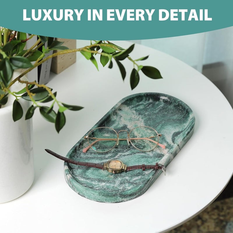 Koville Norway Natural Marble Tray, 12"x6" Vanity Decorative Tray for Countertop Organizer, Catchall Tray for Perfume, Candles, Jewelry Dish - Image 3